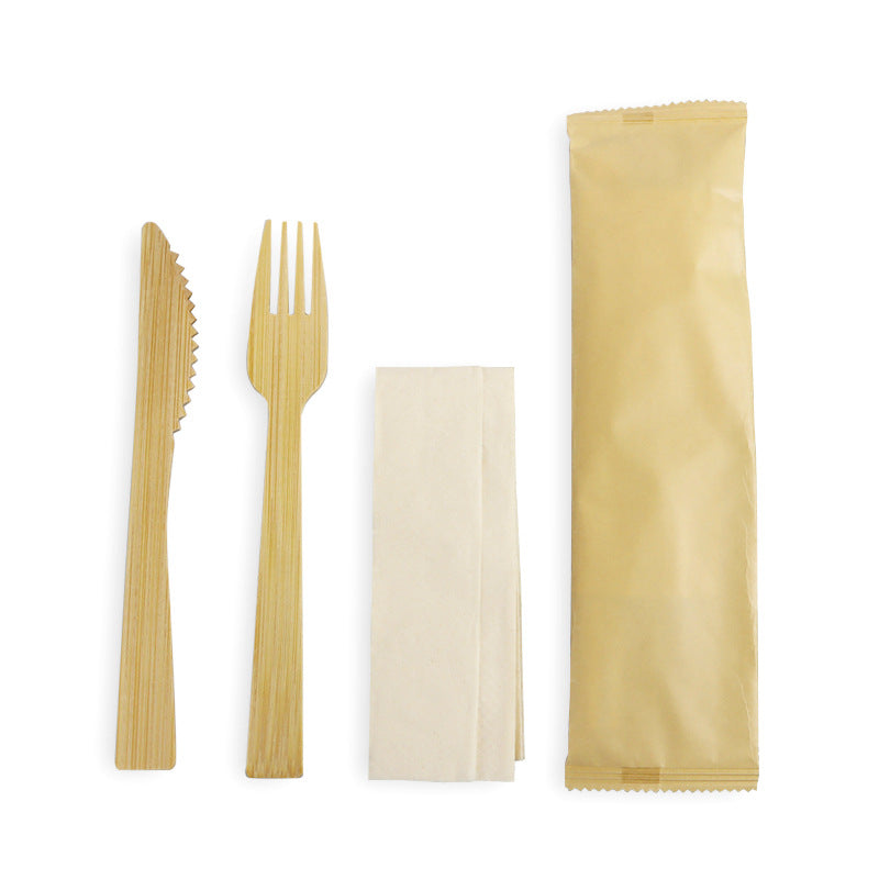 Disposable Kraft Paper Flatware Bags Bamboo Cutlery  Utensil Bags HL40UB01